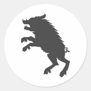 Sticker Rond Black Boar medieval silhouette