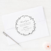 Sticker Rond Black Botanical Wreath Wedding Favor (Enveloppe)