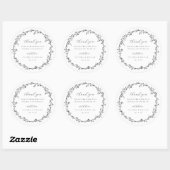 Sticker Rond Black Botanical Wreath Wedding Favor (Feuille)