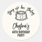 Sticker Rond Black Bow Attache ses trente 40e anniversaire (Devant)