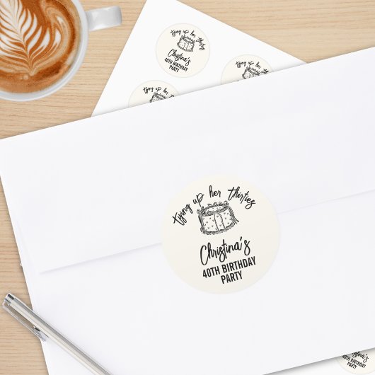 Sticker Rond Black Bow Attache ses trente 40e anniversaire