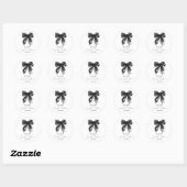 Sticker Rond Black Bow Coquette Script Sweet 16 Party (Feuille)