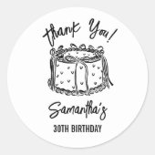 Sticker Rond Black Bow Tying Up Her Twenties 30th Birthday (Devant)