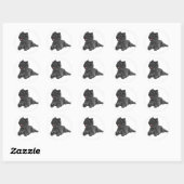Sticker Rond Black Cairn Terrier (Feuille)