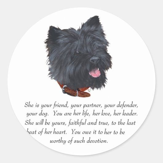 Sticker Rond Black Cairn Terrier Keepsaké - Femme (Devant)