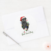 Sticker Rond Black Carlin Chien Bah Humpug Funny Noël (Enveloppe)