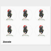 Sticker Rond Black Carlin Chien Bah Humpug Funny Noël (Feuille)
