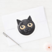 Sticker Rond Black Cat 3D Inspiré (Enveloppe)