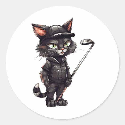 Sticker Rond Black Cat Golf (Devant)