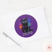 Sticker Rond Black Cat : Je T'entends, je reviendrai bientôt ve (Enveloppe)