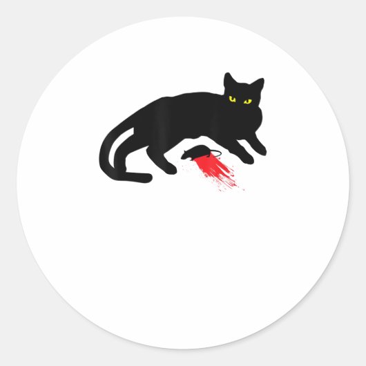 Sticker Rond Black Cat Killer instincts Dead Mouse Punk Goth (Devant)