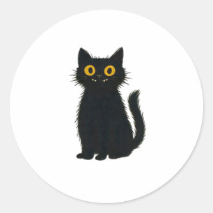 Sticker Rond Black Cat Magic - Jolie Halloween & Mystic Cat Art