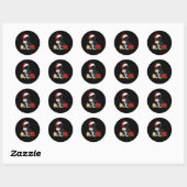 Sticker Rond Black Cat Santa Tangled Up In Christmas Lights (Feuille)