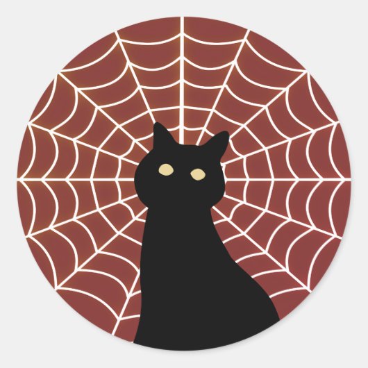 Sticker Rond Black Cat & Spider Web (Devant)