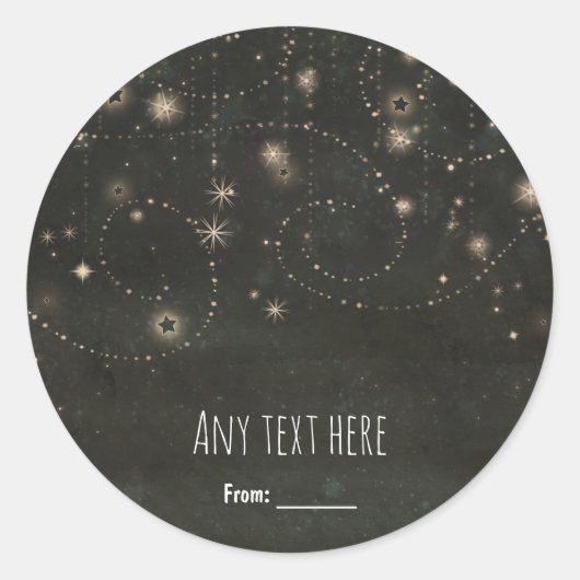 Sticker Rond Black Celestial Starry Sky Fwirls Favoriser (Devant)