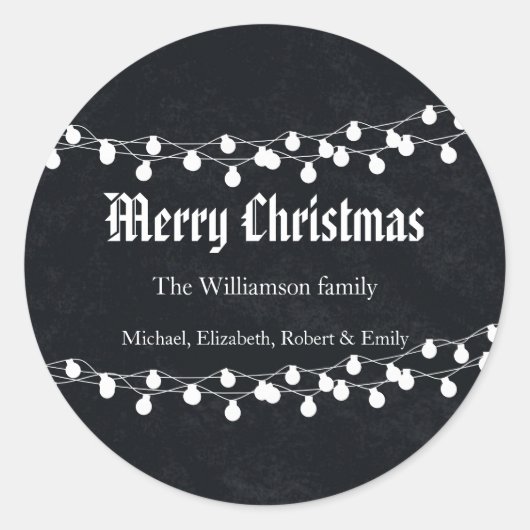 Sticker Rond Black Chalkboard Fêtes de Noël (Devant)