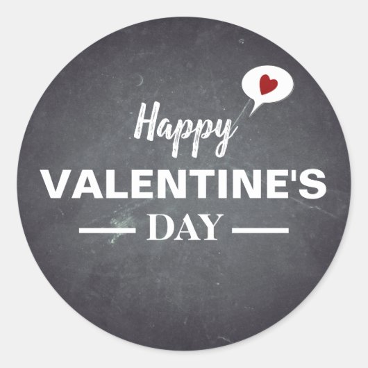 Sticker Rond Black Chalkboard Joyeux Jour des Valentines (Devant)