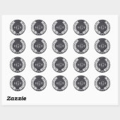 Sticker Rond Black Chalkboard Laurel Wreath Monogram Env Seal (Feuille)