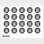 Sticker Rond Black Charcoal Team Jersey Preppy Stripe (Feuille)