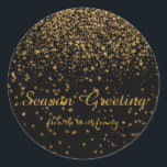 Sticker Rond Black Christmas Gold Faux Parties scintillant Fest<br><div class="desc">Voici l'autocollant de Noël Black Gold Faux Parties scintillant Festive pour Noël. Idéal pour vos cadeaux de vacances.</div>