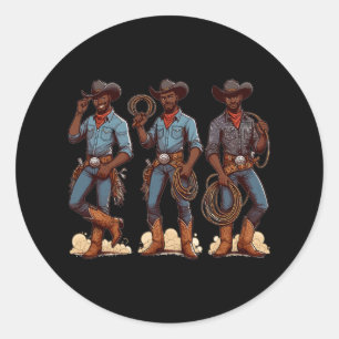 Sticker Rond Black Cowboy Western Rodeo Melanin Black History T