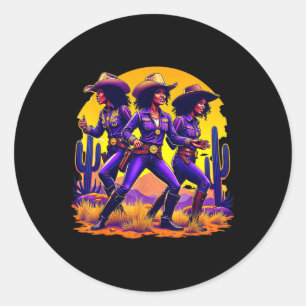 Sticker Rond Black Cowgirl Texas Western Rodeo Melanin Black Hi