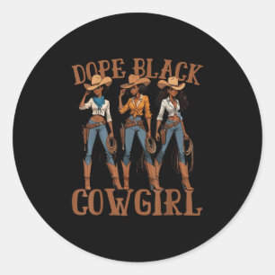 Sticker Rond Black Cowgirl Western Pays Rodéo Melanin Noir