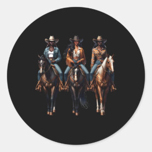 Sticker Rond Black Cowgirl Western Rodeo Melanin Histoire noire