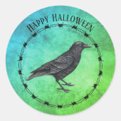 Sticker Rond Black Crow Circle Black Barbed Wire Bleu Vert (Devant)