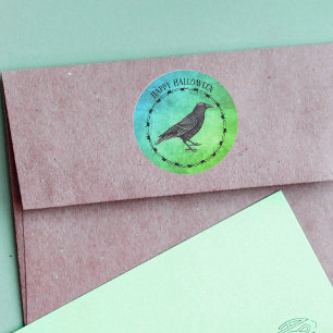 Sticker Rond Black Crow Circle Black Barbed Wire Bleu Vert