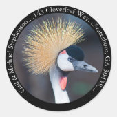 Sticker Rond Black Crowne Crane Black Adresse de retour (Devant)