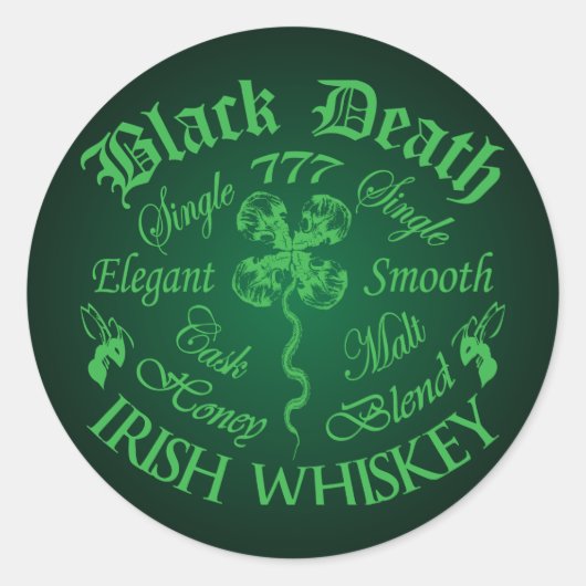 Sticker Rond Black Death 777 - Honey Irish Whiskey (Devant)