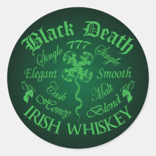 Sticker Rond Black Death 777 - Honey Irish Whiskey
