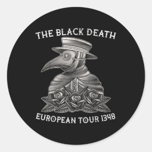 Sticker Rond Black Death, European Tour 18, Peste Doctor, Tatt