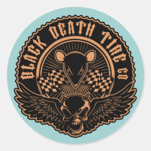 Sticker Rond Black Death Tire Co. -Ou