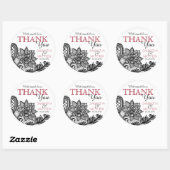 Sticker Rond Black dentelle blanche moderne goth Merci Étiquett (Feuille)