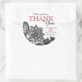 Sticker Rond Black dentelle blanche moderne goth Merci Étiquett (Sac)