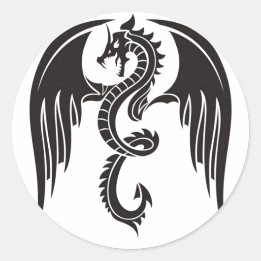 STICKER ROND BLACK DRAGON DRAGON NOIR (Devant)
