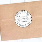 Sticker Rond Black Elegant Couple Names Mariage Adresse de reto