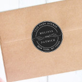 Sticker Rond Black Elegant Couple Names Mariage Adresse de reto