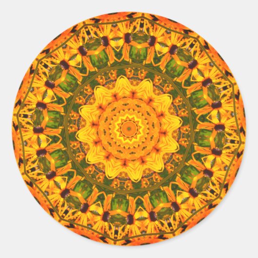 Sticker Rond Black Eyed Susan Abstraite Flower Art (Devant)