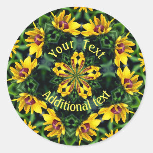 Sticker Rond Black Eyed Susan Art Abstrait Personnalisé