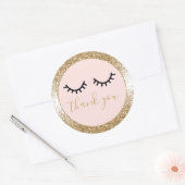 Sticker Rond Black Eyelashes Gold Glitter (Enveloppe)