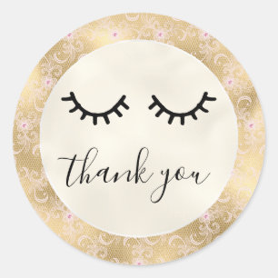 Sticker Rond Black Eyelashes Or Rose dentelle