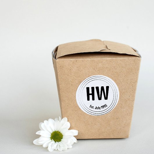 Sticker Rond Black Geometric Dashes Circles Motif