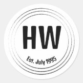 Sticker Rond Black Geometric Dashes Circles Motif (Devant)