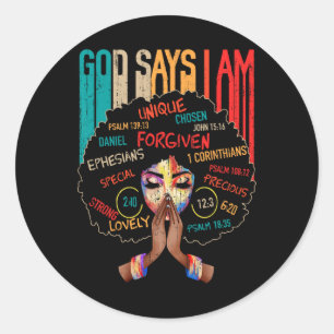 Sticker Rond Black Girl God Dit Que Je Suis Noir Melanin Histoi