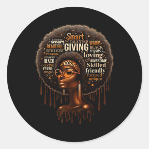 Sticker Rond Black Girl I Am Black History Moth Pride Melanin