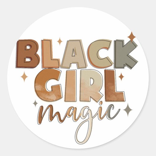 Sticker Rond Black Girl Magic Afro Femme (Devant)