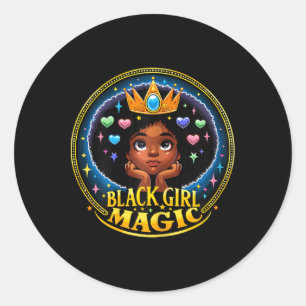 Sticker Rond Black Girl Magic Melanin Poppin JunetDix